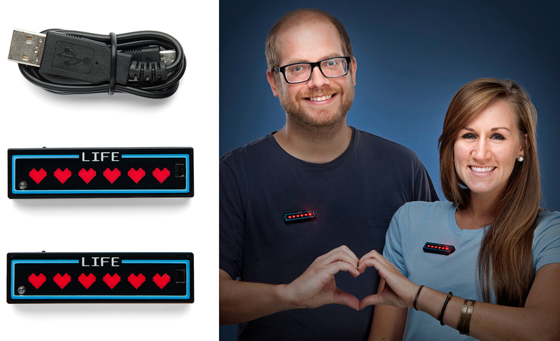 Illustration for article titled Forget Rings, These Life Meter Pins Glow Full When You're Near Your Loved One